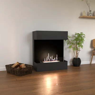 Produktbild von GLOW FIRE Ethanol Kamin 'Kongsberg' | Ethanolofen in grau mit 3 Std. Brenndauer und 2 KW Heizleistung | BxHxT: 83,8x100x41,3 cm