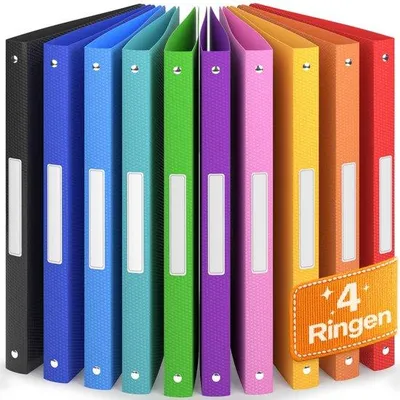 Produktbild von Famanu Ringmappen Set 10 Stück A4 mit 4 Ringen - Regenbogenfarben