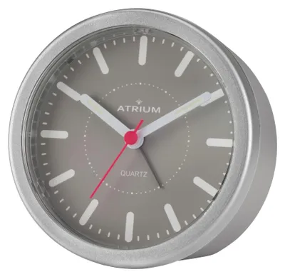 Design-Wecker analog, leise, mit Licht & Snooze, grau-silber, 9 cm