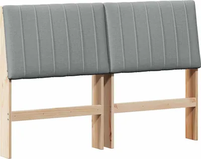 Produktbild von vidaXL Gepolstertes Kopfteil Hellgrau 140 cm Massives Kiefernholz