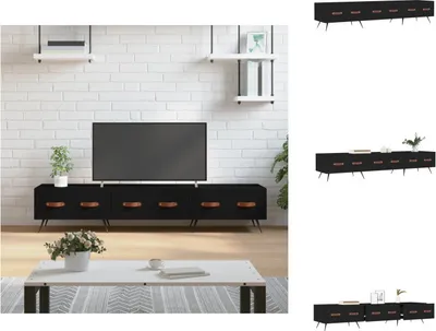 Zdjęcie produktu dla vidaXL Szafka pod TV czarna 150x36x30 cm materiał drewnopochodny - Meble TV