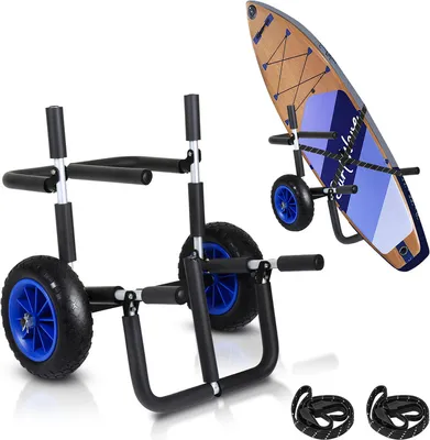 Produktbild von Yakimz Transportný vozík pre SUP Board Stand Up Paddle Board Double Transport Kayak Cart SUP vozík z hliníka skladací SUP vozík Canoe Cart do 80 kg 2 bezpečnostné popruhy
