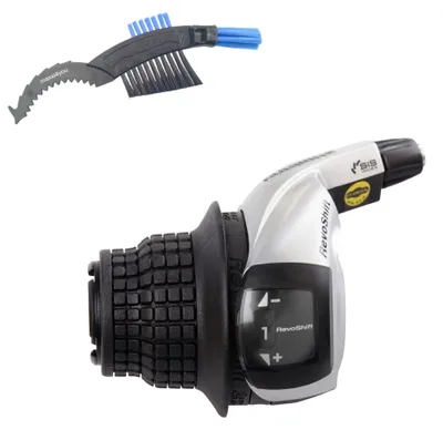 Produktbild von SHIMANO Tourney SL-RS45 Drehgriffschalter 3-Fach links inkl. Schaltinnenzug inkl. maxxi4you Fahrrad Kettenbürste