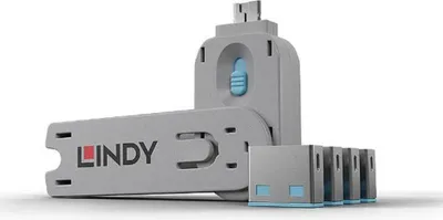 Immagine prodotto di Blocco porte USB Lindy - Confezione da 4, Codice colore: Blu