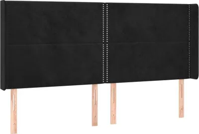 Produktbild von vidaXL Kopfteil mit Ohren Schwarz 183x16x118/128 cm Samt
