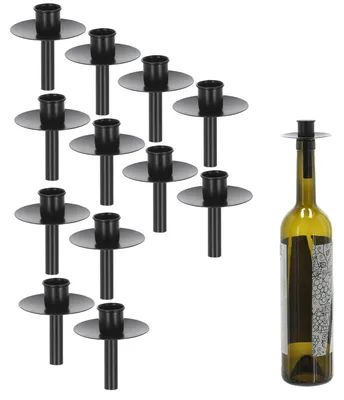 Produktbild von Novaliv 12x Kerzenhalter Flasche Schwarz Eisen Kerzenhalter Flaschenaufsatz für Kerzen ca 2cm ⌀ Schwarz Flaschenkerzenhalter Stabkerzen Kerzenständer Stabkerzenhalter Candle Holder Stabkerzentüllen