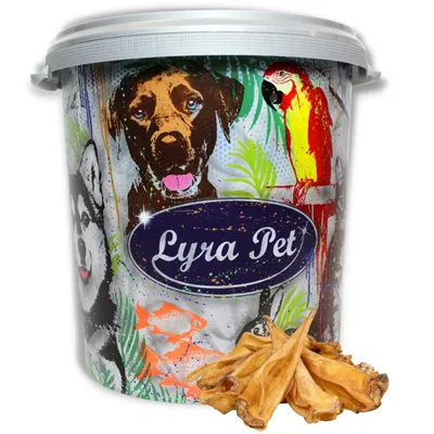 Produktbild von 100 Stk. Lyra Pet® Rinderohren ca. 3 kg in 30 L Tonne