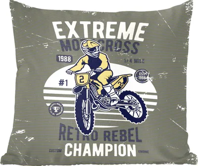 Produktbild von MuchoWow® Zierkissen Sofakissen Wohnzimmer Dekokissen 40x40 cm Motorrad - Mann - Retro - Gelb - Foto Kissen - Schlafzimmer Dekoration
