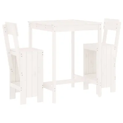 Produktbild von vidaXL 3-tlg. Gartenbar-Set Weiß Massivholz Kiefer