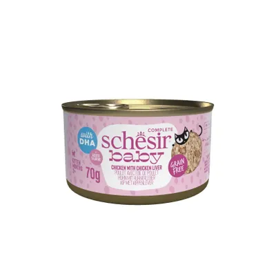 Obrázok produktu pre Schesir 21111003, Mačiatko, Akékoľvek plemeno, Kuracie mäso, Kuracia pečeň, 70 g, Bez obilnín