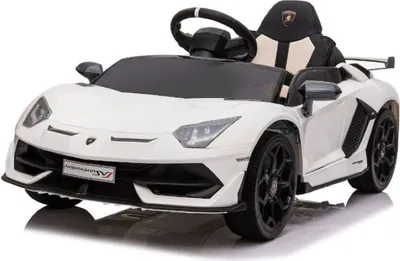 Immagine prodotto di ES-Toys auto elettrica per bambini Lamborghini Aventador SVJ EVA pneumatici cintura di sicurezza bianco