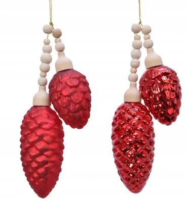 Produktbild von Weihnachtsbaumanhänger rote Tannenzapfen 2 St.