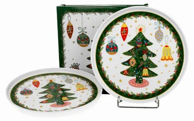 Produktbild von Duo AROUND CHRISTMAS TREE Set 2 Dessertteller Weihnachtlich Porzellan