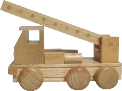 Produktbild von Holzspielzeug Feuerwehr mit Leiter natur Länge ca. 10 cm NEU