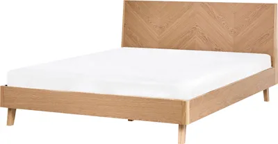Produktbild von BELIANI Bettgestell Helle Eiche Holzfurnier MDF 160 x 200 cm Klassischer Stil Bettrahmen für Schlafzimmer