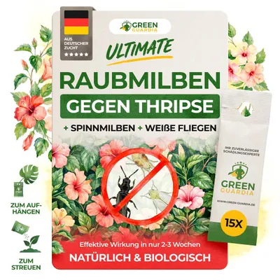 Produktbild von Turbo Raubmilben Swirskii gegen Thripse, Weiße Fliegen & Spinnmilben - 15 Tüten - Thripse Bekämpfung, Raubmilben gegen Thripse, Spinnmilben bekämpfen