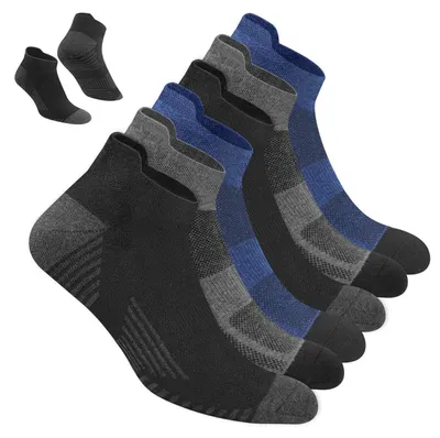 Productafbeelding van Heren sportkousen, kniehoog, 6 paar, maat 47-50, zwart, grijs, blauw, katoen