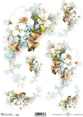 Obrázok produktu pre ITD ryžový papier decoupage remeselná papierová obrúsková technika, ITD-R360 kvety, zabudnuté-nezabudnuté