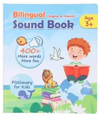 Zdjęcie produktu dla Francusko-angielska, dwujęzyczna książeczka dźwiękowa, nauka od najmłodszych lat, interaktywna zabawka edukacyjna dla dzieci w wieku 3–8 lat