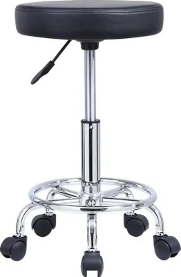 Produktbild von Famanu Barhocker Höhenverstellbar 49-64 cm Drehbar aus Kunstleder Schwarz