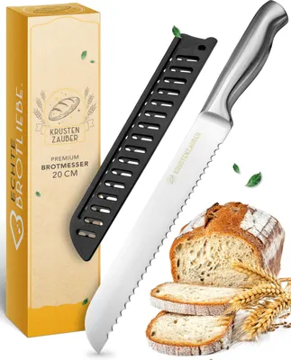 Produktbild von KRUSTENZAUBER Scharfes Brotmesser mit Wellenschliff & 20cm Klingenlänge, Großes Brotschneidemesser | langlebiger Edelstahl für präzises Brot schneiden