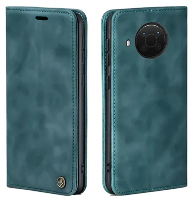A flip case for a smartphone is shown from two angles: closed and open.