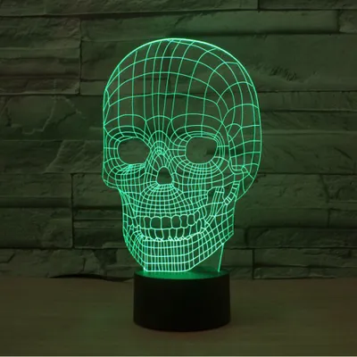 Produktbild von LED-Totenkopf-Illusionslampe, 3D-Totenkopf-Nachtlicht, Tod, als Geschenk für Kinder, Halloween-Dekoration