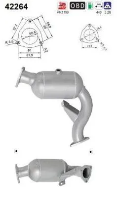 Produktbild von AS Katalysator Kat für AUDI A4 Avant (8K5, B8) Euro 5/Euro 6 42264