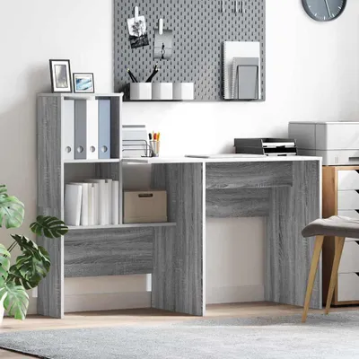 Immagine prodotto di Maison Exclusive - Scrivania in legno impiallacciato effetto Sonoma grigio, dimensioni 131,5 x 50 x 106,5 cm