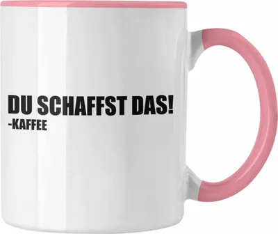 Produktbild von Trendation - Lustige Tasse mit Spruch - Du Schaffst Das Kaffee - Witzige Sprüche Kaffeetasse Geschenk Kaffeeliebhaber Büro (Rosa)