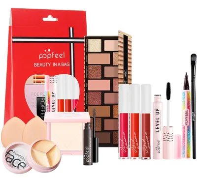 Obrázek produktu pro Sada kosmetiky pro líčení, 12 kusů, obsahující oční stíny, rtěnku, korektor a štětce na make-up