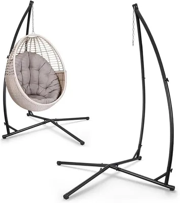 Produktbild von Hängestuhlgestell 150 kg, Metall Hängesessel Gestell, Hängesitzständer mit Stabiler Struktur, Hängemattengestell für Hängesitz Halterung, 215cm Stahlrohr Ständer für drinnen und draußen