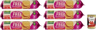 Produktbild von 6x Gullón Gluten Free Digestive Biscotti Senza Glutine,Kekse Glutenfrei 150g + Italian Gourmet Polpa di Pomodoro 400g Dose