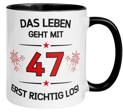 Produktbild von Tasse 47. Geburtstag Mann Frau – „Das Leben geht mit 47 erst Los“ – Geschenk zum Geburtstag Männer Frauen