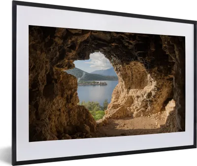 Produktbild von MuchoWow® Gerahmtes Poster Wasser - Höhle - Natur - Landschaft 60x40 cm - Poster mit Schwarzem Bilderrahmen Wandposter Rahmen Foto Bilder - Schlafzimmer - Plakat in Rahmen - Drucken