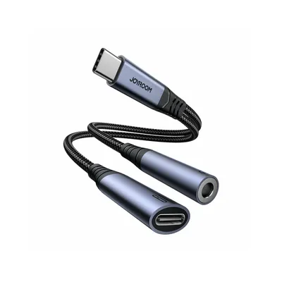 Produktbild von Joyroom SY-C02 2in1 DAC-Adapter USB-C auf USB-C / 3,5-mm-Miniklinke – Schwarz