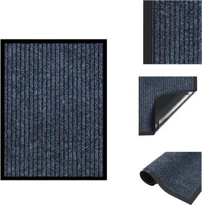 Imagen del producto de vidaXL Alfombra de entrada azul a rayas, 40x60 cm - Alfombras de entrada