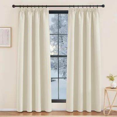 Produktbild von Thermovorhang mit Kräuselband blickdicht H200 x B140 cm 2er Pack Hellbeige