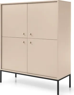 Produktbild von Highboard in beige, Fußgestell schwarz, MALAGA-160
