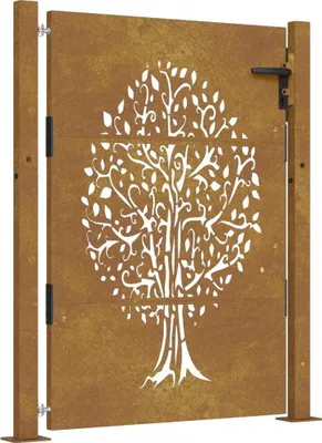 Produktbild von vidaXL Gartentor 100x150 cm Cortenstahl Baumdesign