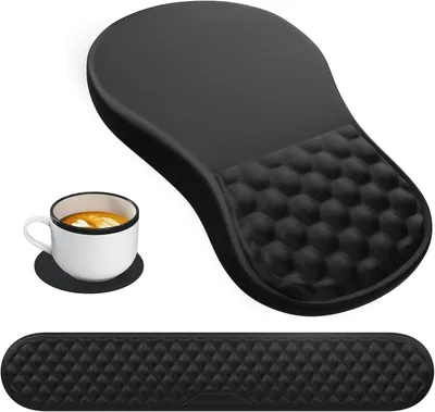 Image de Omgoods - Tapis de souris ergonomique avec repose-poignet - Mousse à mémoire de forme et antidérapant