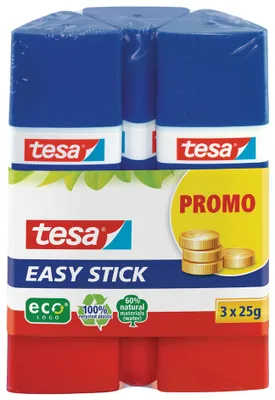 Produktbild von 2 + 1 GRATIS: 2 tesa EASY STICK ecoLOGO Klebestifte 25,0 g + GRATIS 1 St.