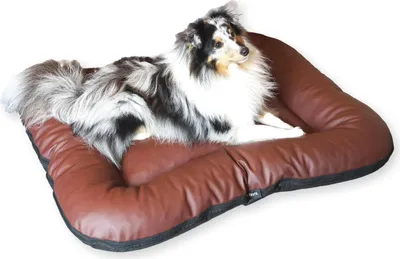Produktbild von 4L Textil ELLA Hundebett Leder Optik Hundekissen Kunstleder braun Hundematte Kunstleder Hundebett grosse Hunde Kunstleder Liegekissen 90x70 cm