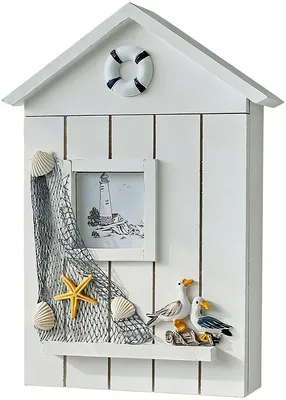 Produktbild von Schlüsselschrank – Schlüsselschrank aus Holz – 22 x 7 x 30 cm – Schlüsselablage – Geeignet für 6 Schlüssel/Schlüsselbündel – Haushaltsartikel – Weiß