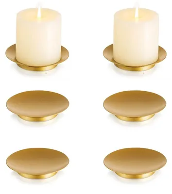 Produktbild von Omgoods – Set mit 6 goldenen Kerzenständern für Stumpenkerzen