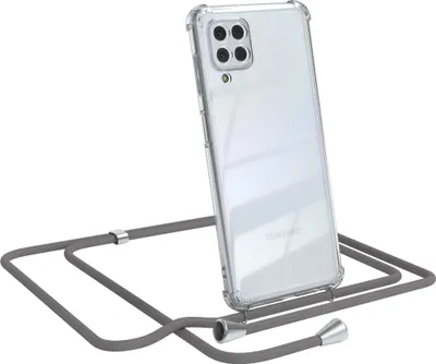 Produktbild von EAZY CASE Handykette kompatibel mit Samsung Galaxy M22 / M32 / A22 4G, Handyhülle mit Umhängeband, Handykordel, Schutzhülle Clear, Band in Grau