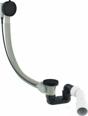 Immagine prodotto di Set di scarico e troppopieno per vasca da bagno, sifone a pressione, valvola, nero