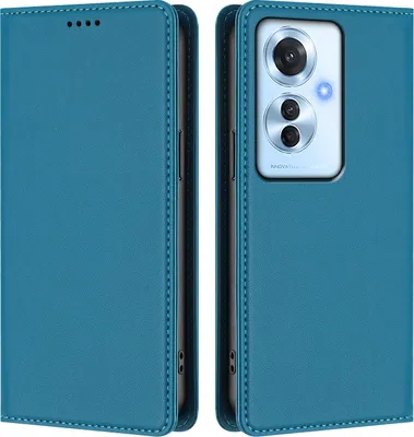 Immagine prodotto di Custodia in pelle per Oppo Reno11 F 5G, custodia a libro magnetica in Finto cuoio con supporto, blu lago