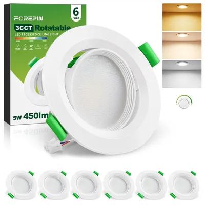 Immagine prodotto di Faretto LED da incasso 230V 5W, faretti LED dimmerabili da incasso, plafoniera da incasso 68mm, lampade da incasso IP44 orientabili per illuminazione da incasso, 3000K/4000K/6500K, set da 6