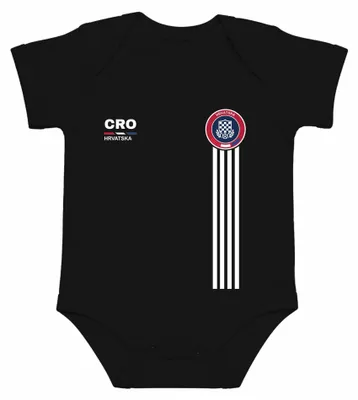Productafbeelding van Kroatië, voetbal, logo, Europees kampioenschap, Wereldbeker, Zagreb, babyromper, zwart, maat 12/18